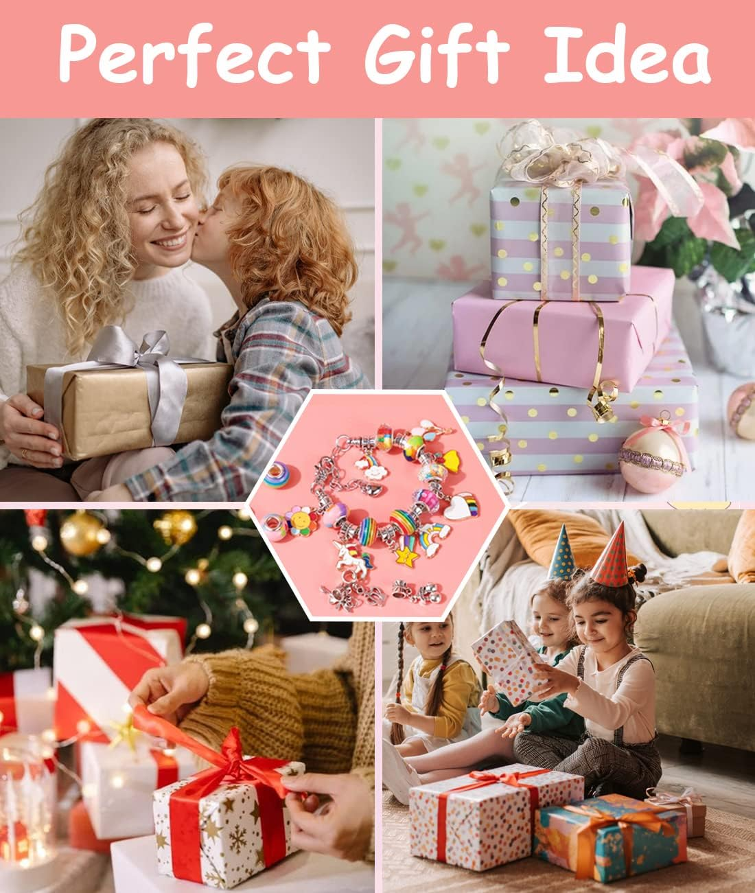 Charm Bracelet Making Kit for Girls, Unicorn/Mermaid Crafts Gifts Set, Teen Girl Gifts Jewelry Making Kit with Colorful Beads/Charms for Kids Ages 5 6 7 8 9 10-12. image number 1