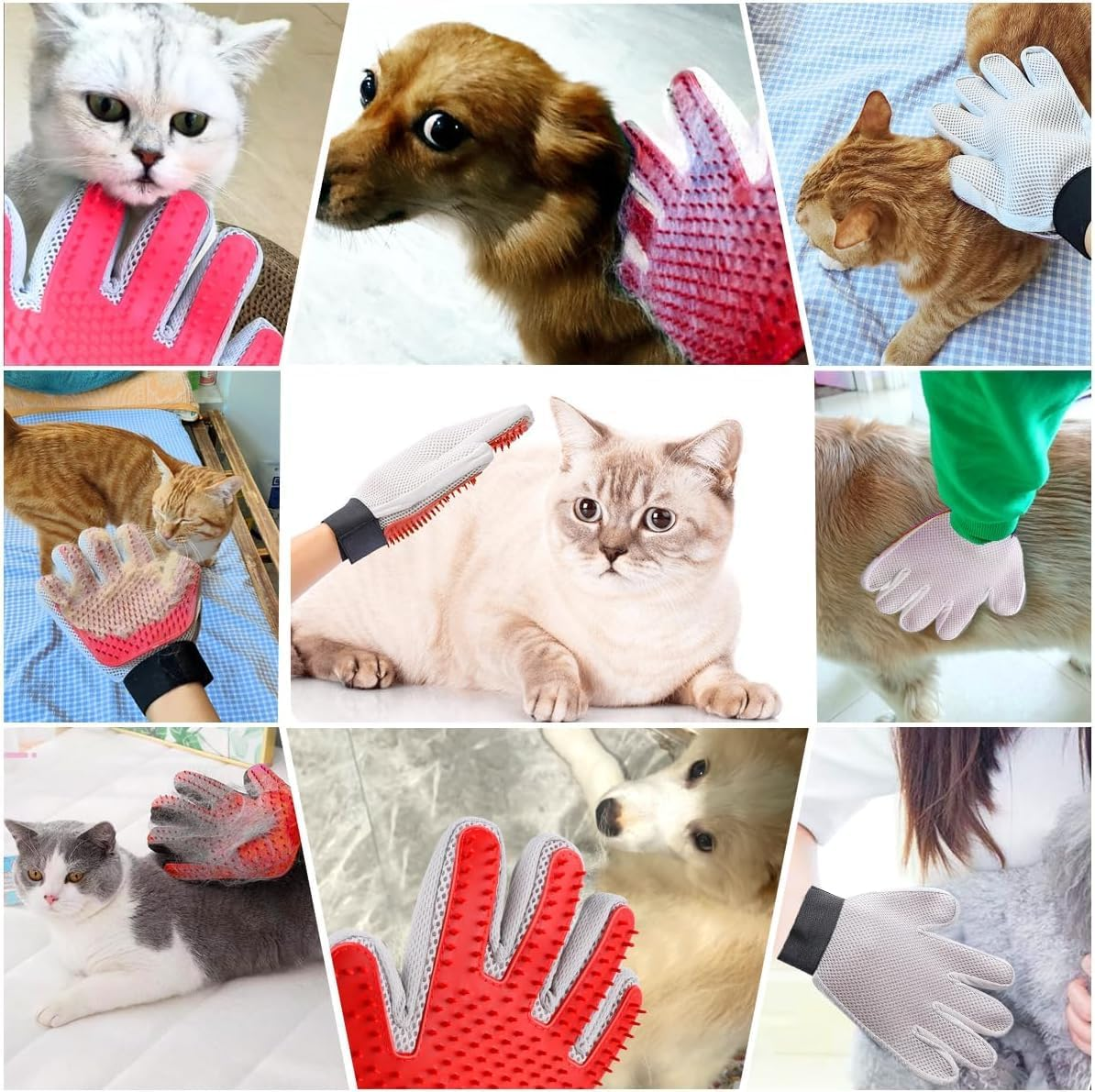 1 Pair Cat Gloves, Cat Gloves, Grooming, Double-Sided Cat Brush Glove, Fur Glove for Cats, Pet Glove for Short and Long Hair image number 2