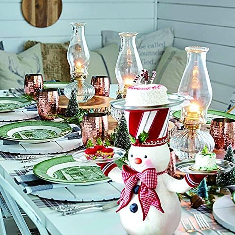 Christmas Snowman Treats Holder, Resin Snowman Statue Desktop Ornament Creative Snack Rack with 3 Trays Snowman Figure Snack Tray Rack for Home/942 (Size : Snowman)