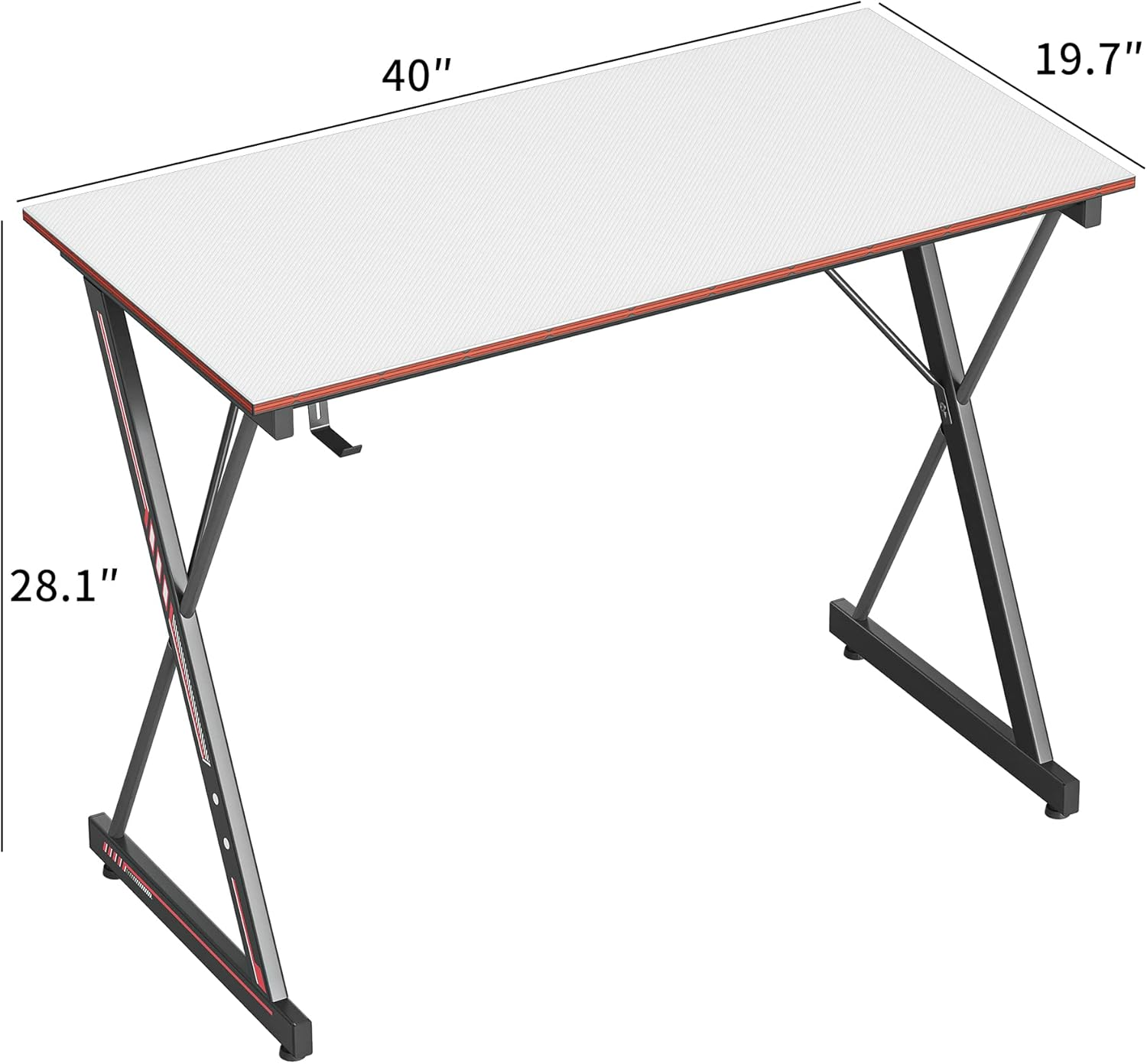 Cubicubi Gaming Desk 100X50Cm Carbon Fiber Tabletop Game Table Flexible PC Computer Desk with Headphone Hook, White image number 1