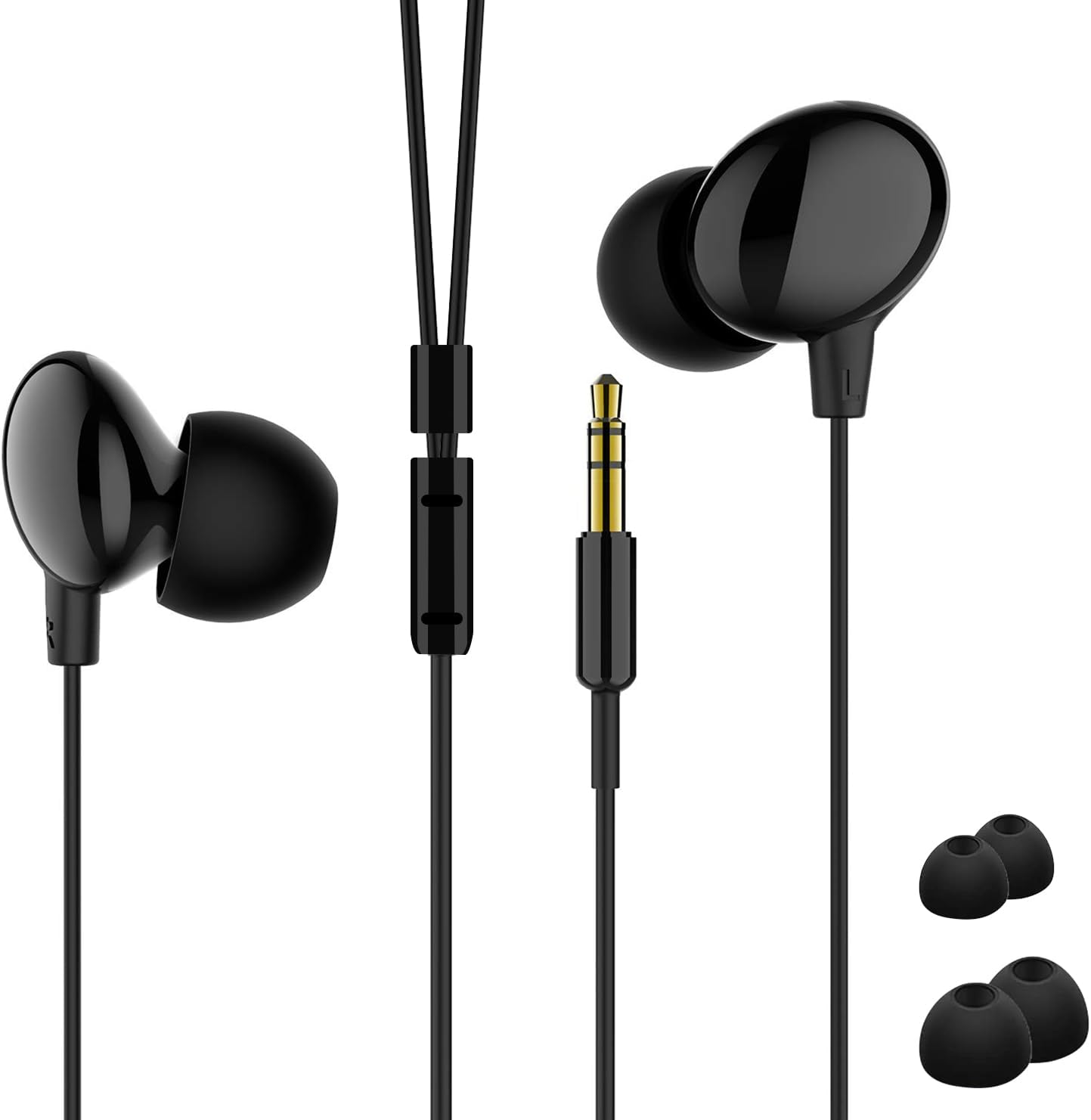 Mangokit Earphones, In-Ear Earphones with Ear Tips- Black image number 3