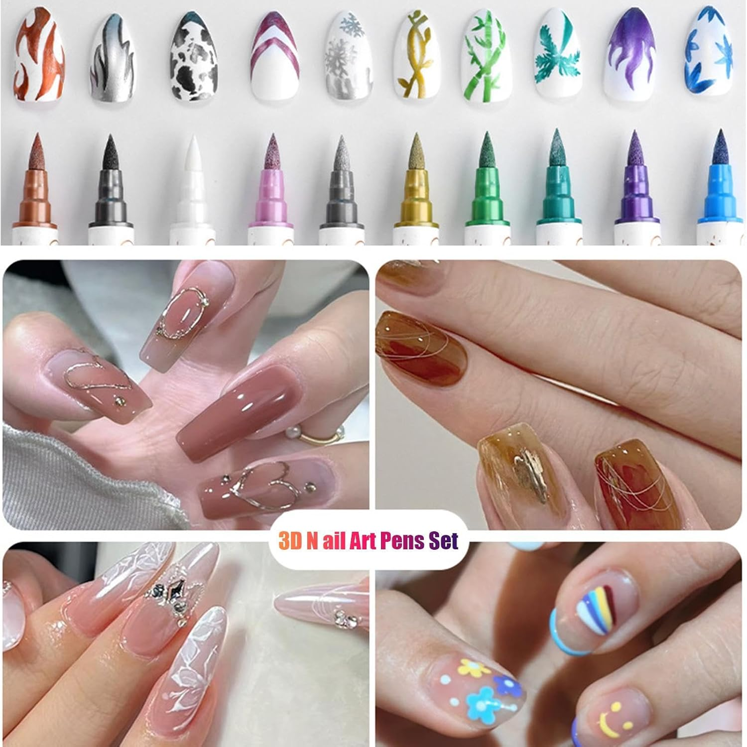 Nail Point Pens, Graffiti Nail Arts, Toenail Doodling Tool, Fingernail Art Pen with Vibrant Colors and Smooth Application for Travel, Performances, and Everyday Styling image number 2