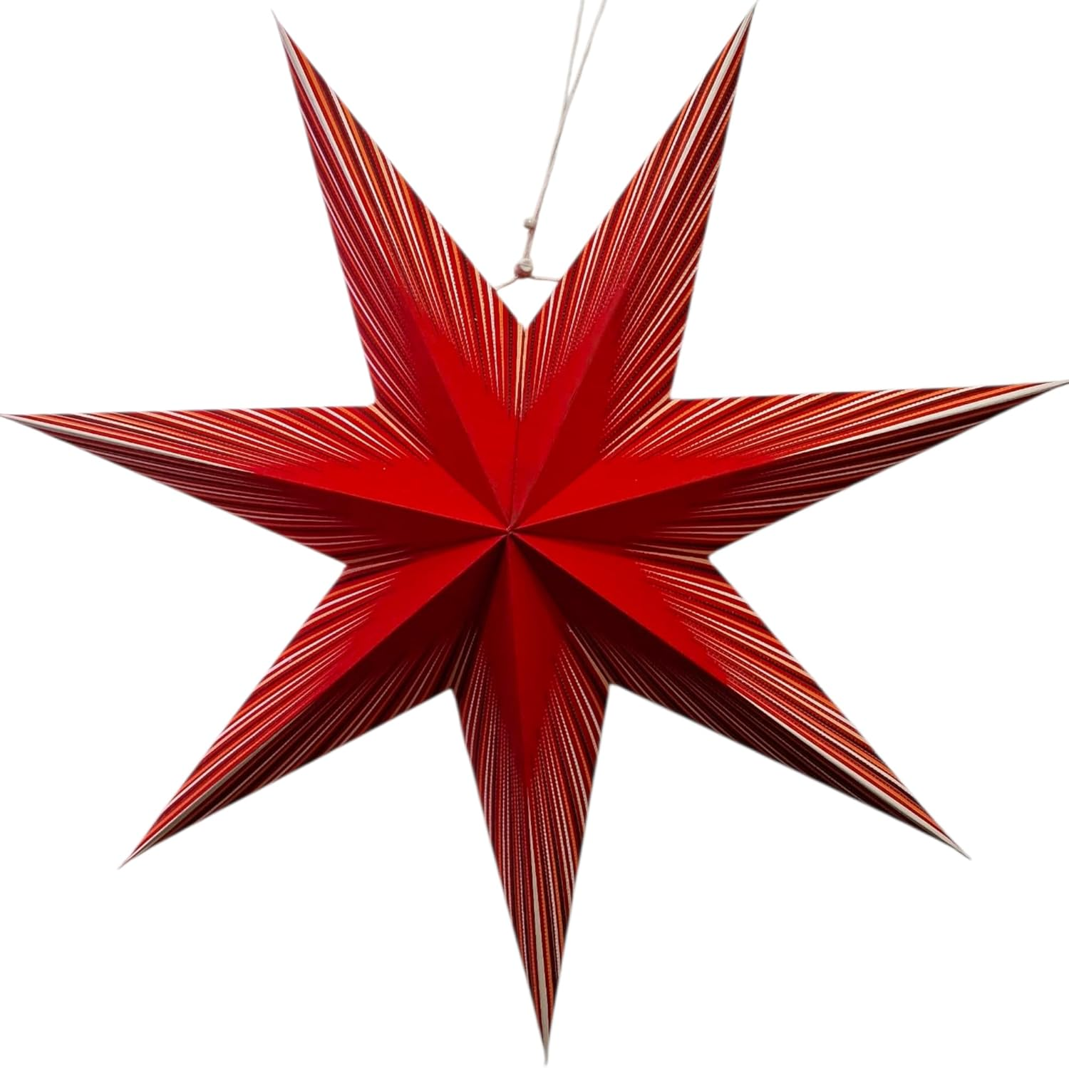 YEPSIO Paper Star Lantern Lampshade, 24 Inch, 7 Pointed Star, Foldable Hanging Decoration for Party, Wedding, Christmas (Red, Multicolour) image number 1