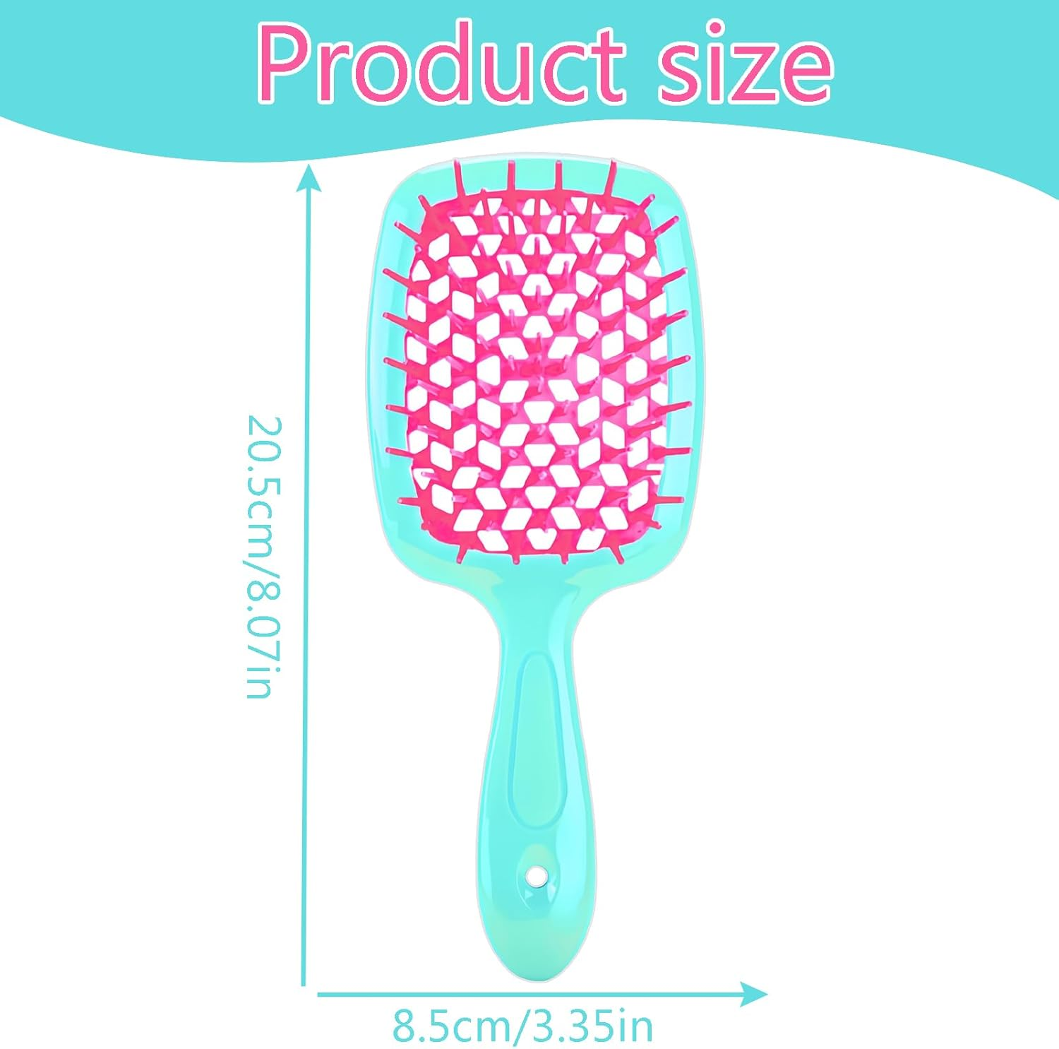 Hair Brush Green Handle with Pink, Detangling Hair Brush Styling Brush for Women Men, Vented Detangling Hair Brush Wet or Dry Hair Use Flexible with Ease for All Hair Types image number 2