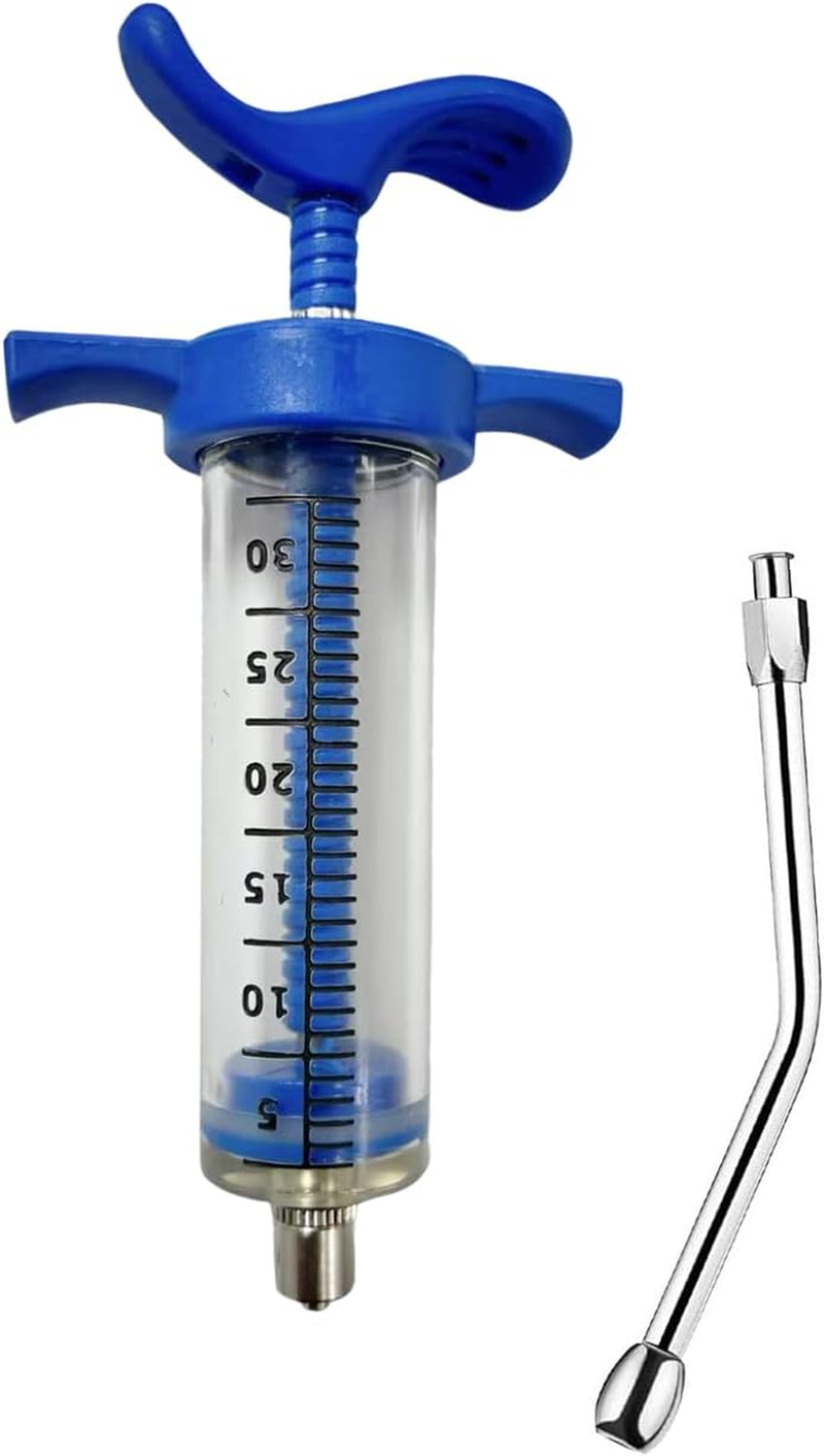 1 Set Feeding Syringe with Drench Nozzle Adjustable Dosage Reusable Drench Gun Syringe for Goat, Horse, Sheep, Dog, Pig, Cat, Bird, Small Pet (M-50Ml) image number 2