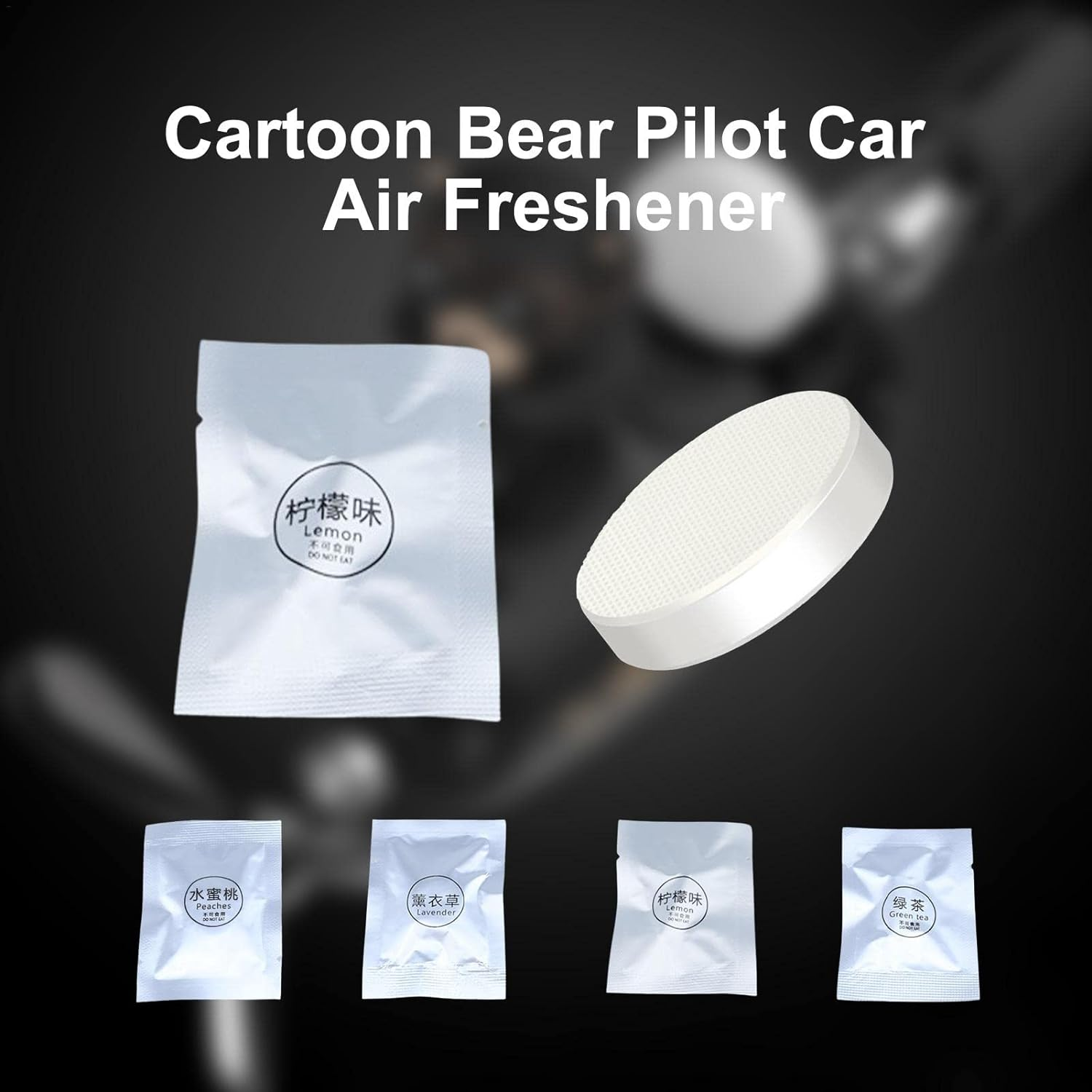 6 Car Air Fresheners Refills for Cute Bear Pilot Car Air Fresheners & Duck Air Fresheners Vent Clip, Peach, Lavender, Lemon or Green Tea - Green Tea image number 3