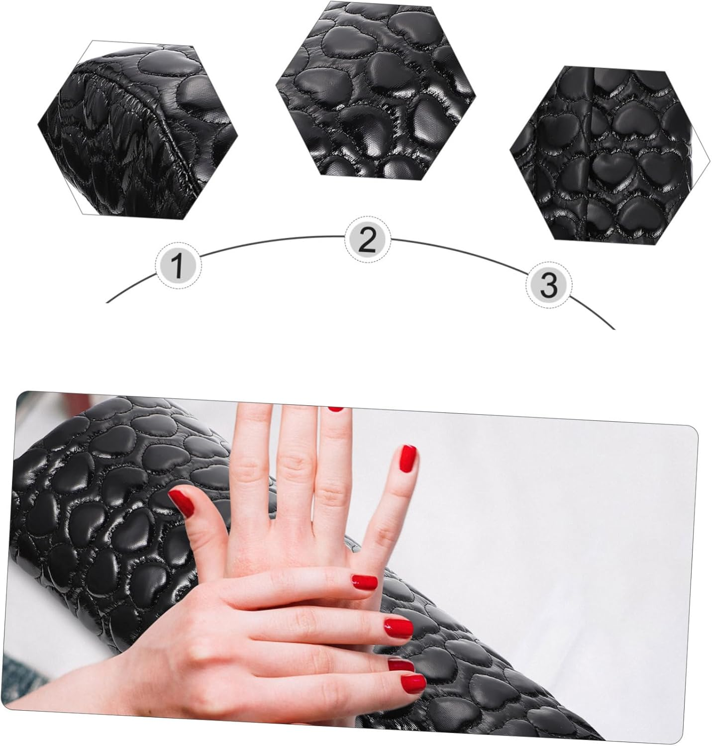 ADOCARN Heart Pattern Nail Art Hand Pillow Manicure Arm Rest Nail Art Hand Rest image number 2