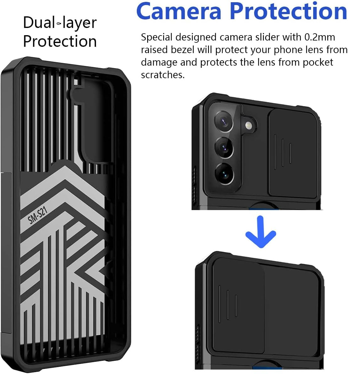 For Samsung Galaxy S21 Ultra Case, Galaxy S21 Ultra Case with [Card Holder] Camera Cover Built-In 360&deg; Rotate Ring Stand Kickstand Magnetic Magnet Heavy Duty Protective Phone Case for S21 Ultra 6.8" image number 5