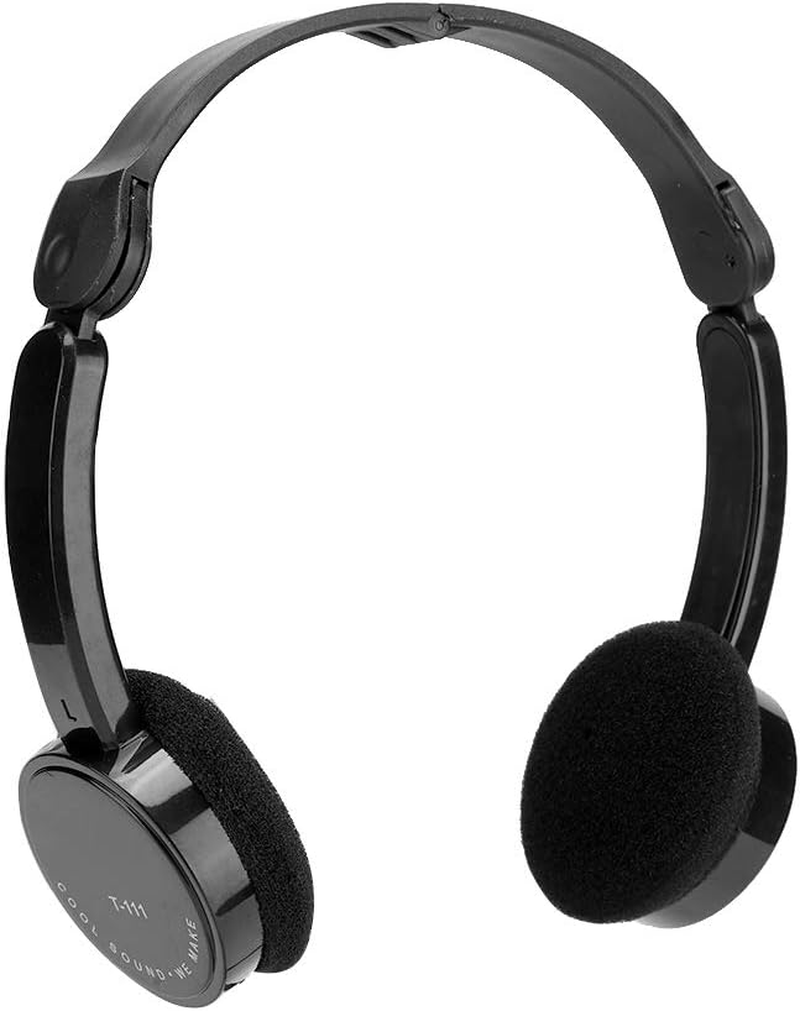 EVGATSAUTO Foldable Wired Headphones, Stereo Headset with Microphone for Kids, Lightweight 65G ABS Material, for Smartphone Tablet PC Skype Calls (Black)