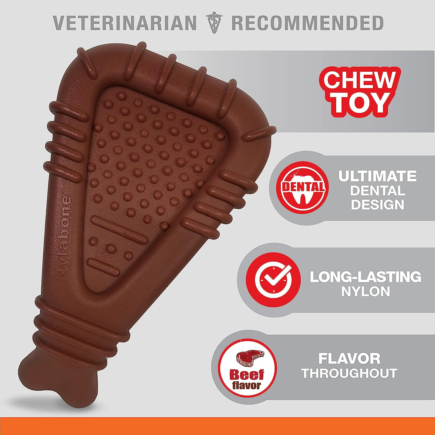 Nylabone Power Chew Arch Bone Tough Dog Dental Chew Toy Beef Flavour, Large, for Dogs up to 23Kg image number 5