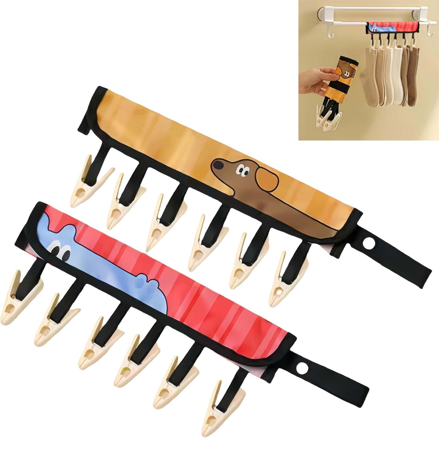 ARREBOL 2 Pack Travel Colourful Clothes Pegs, Portable Folding Clothes Drying Hanging Clips for Laundry, Towel, Underwear & Swimsuits image number 5