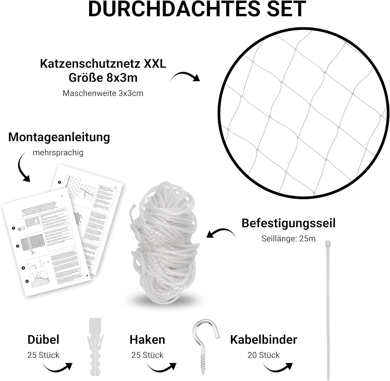 Finopet Cat Net for Balcony, 8 X 3 Metres, Transparent, with Cat Brush Including Mounting Material, Cat Protection Net, Safety Net, Balcony Net for Cats