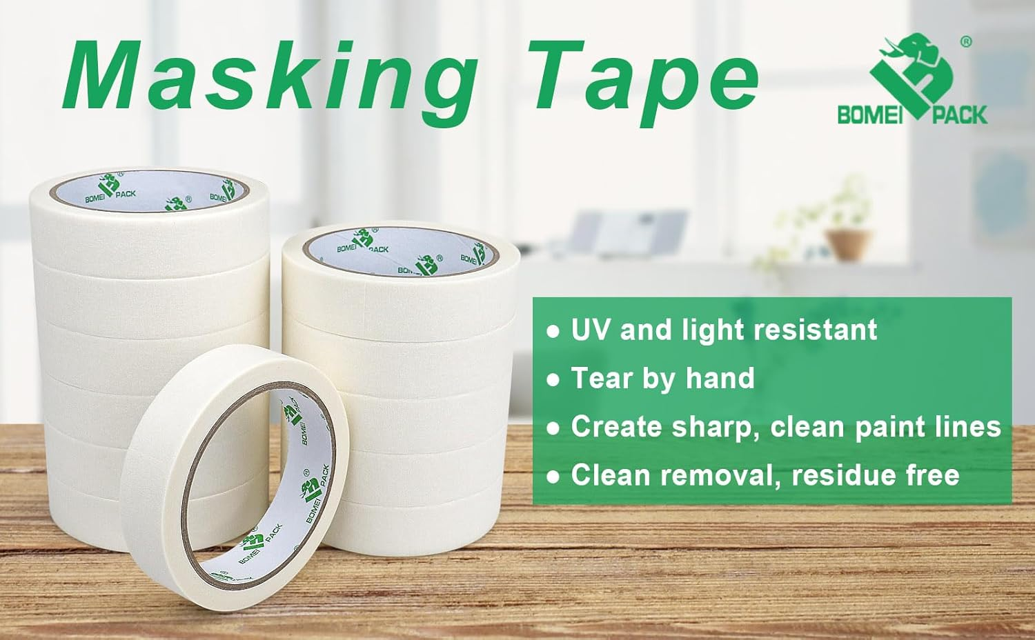 BOMEI PACK White Masking Tape Decorative Writable White Painters Tape for Arts & Crafts,12 Rolls Pack, 24Mm X 20M per Roll image number 2