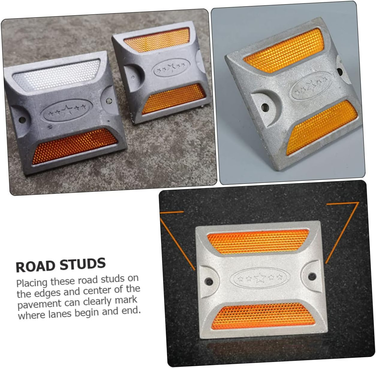 FONDOTIN 2Pcs Reflective Road Pavement Marker Driveway Marker Reflectors Reflective Nails for Driveway Safety image number 3