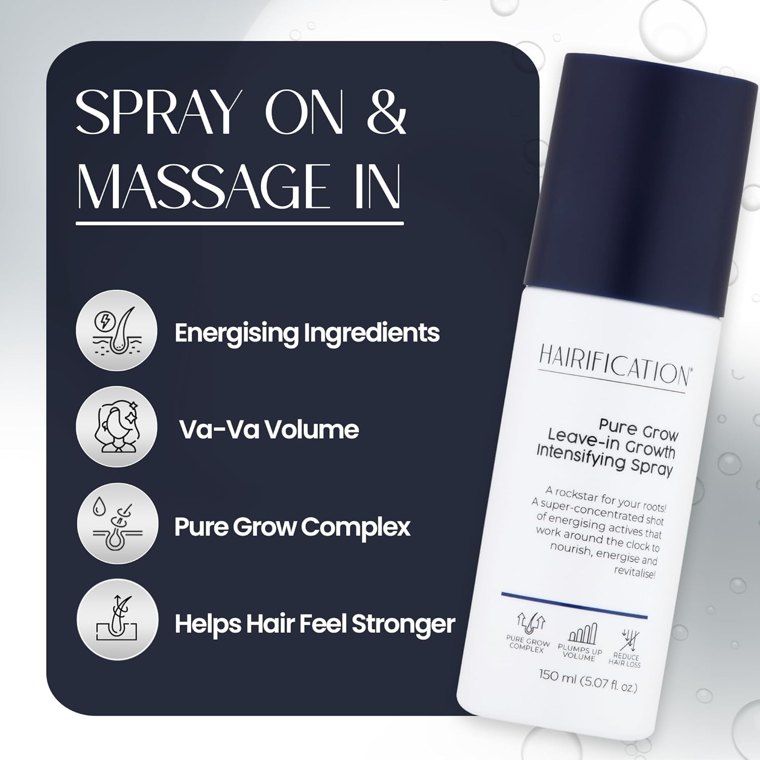 Pure Grow Leave-In Spray for Fine and Thinning Hair, Botanical Scalp Mist with Biotin Niacinamide and Caffeine, 150Ml