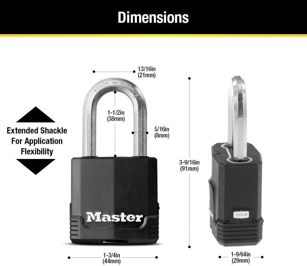 Master Lock Magnum Heavy Duty Outdoor Padlock with Key, Weather Resistant Body and Cut Resistant Shackle Make Lock Perfect for Fences, Gates, Sheds, M115XDLF image number 1