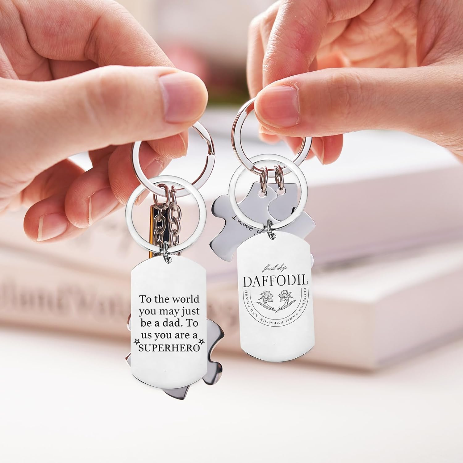 10 Pieces Key Rings Stainless Steel, Stainless Steel Trailer with Key Ring, Key Riper Blanks Blanks Rectangular Punching Blanks Made of Stainless Steel, Punching Blanks Dog Brands, Silver image number 2