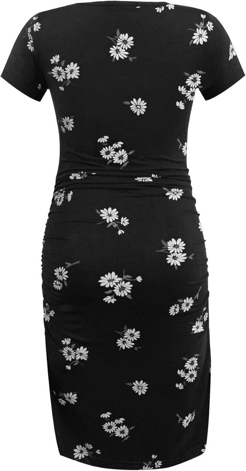 Smallshow Women'S Short Sleeve Maternity Dress Ruched Pregnancy Clothes, Svp121, Medium image number 2