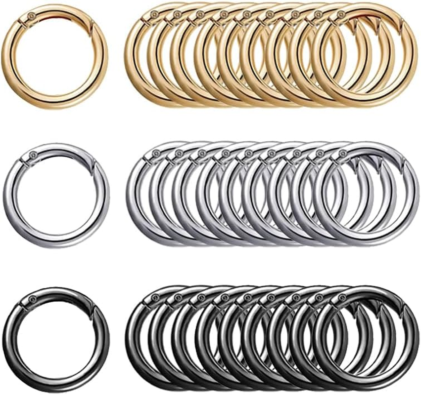 30Pcs Metal Spring O Rings round Carabiner Keyring, Betterjonny 28Mm Spring Keyrings Buckle Snap Clip Trigger for Keychain Bags Purse Craft DIY Accessories(3 Colors) image number 5