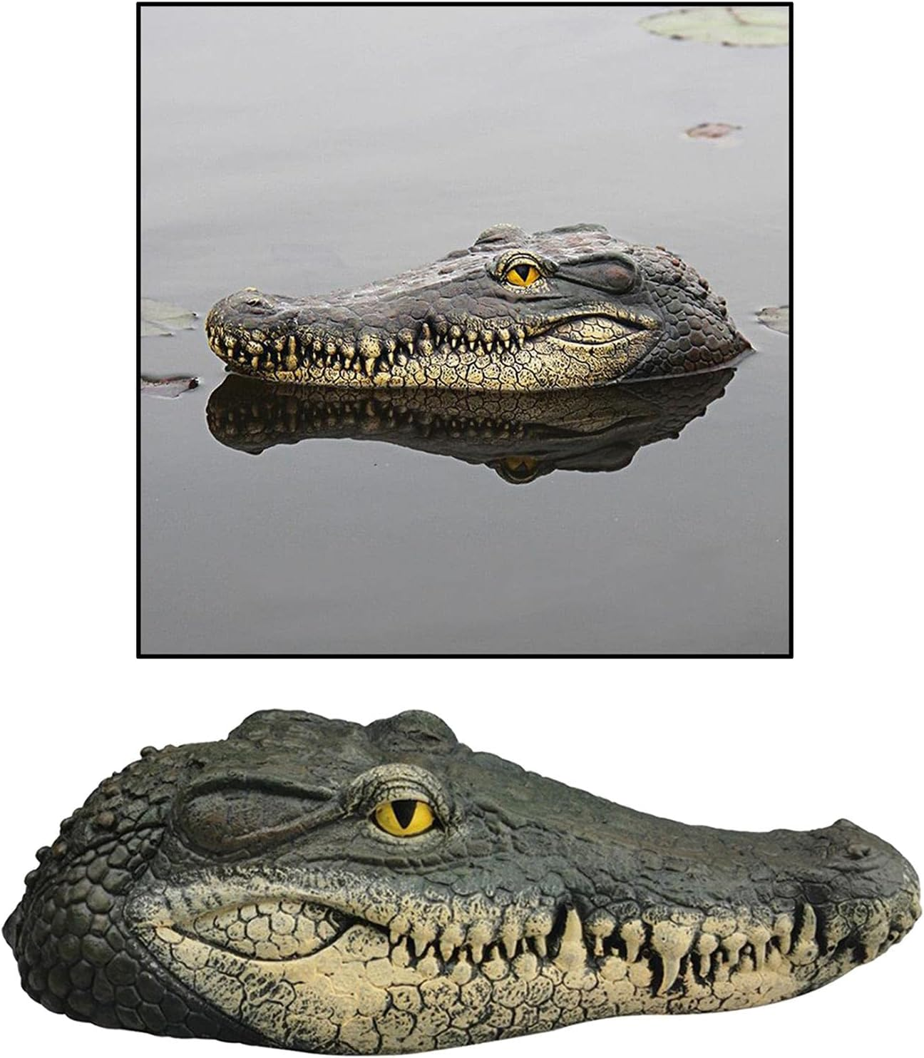 Perfk Alligator Head Decoy Pond Float Giant Look Decoy Water Floating Decoration for Head Drives Ducks, Style 2 - Style 4 image number 2