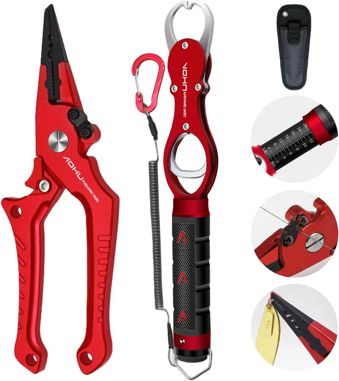 EWEIS 2 Pcs Fish Lip Gripper Pliers with Scale Weighing Function-Hook Remover and Open Ring Pliers with 9CR19 Molybdenum Vanadium Steel Blade,Aluminum Alloy Rust Proof Gear for Seafishing&Lurefishing image number 3