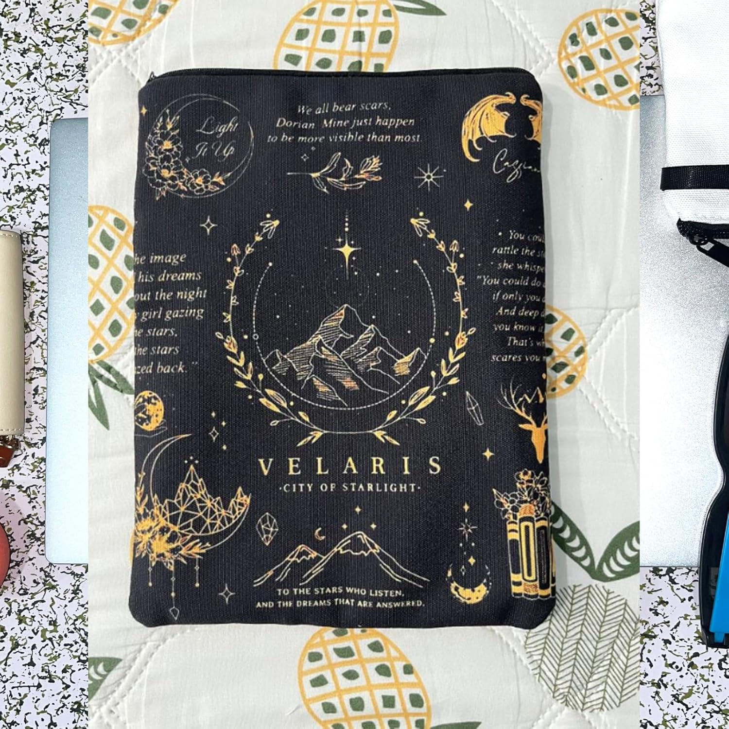 Velaris the City of Starlight Book Sleeve ACOTAR Inspired Book Covers (Velaris Black, Medium) - Velaris Black image number 5