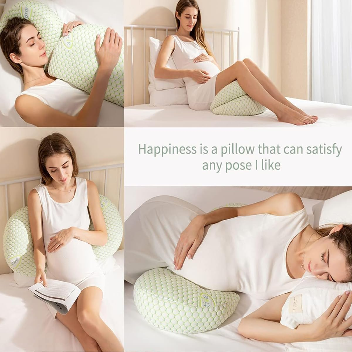 ZONEY Pregnancy Pillows for Sleeping, Portable Travel Maternity Pillow for Side Sleeper, Support for Back, Belly, HIPS for Pregnant Women,Detachable and Adjustable with Pillow Cover (2 in 1) image number 2