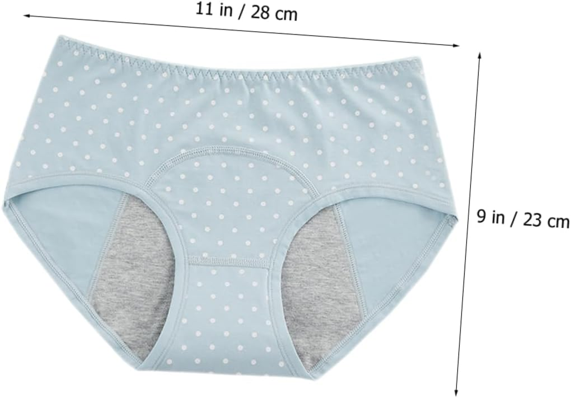 SHERCHPRY 3Pcs Heavy Overnight Period Underwear Women Mid-Waist Sanitary Pants Leak and Absorbent Shrimp Lake Blue Gray Blue image number 2