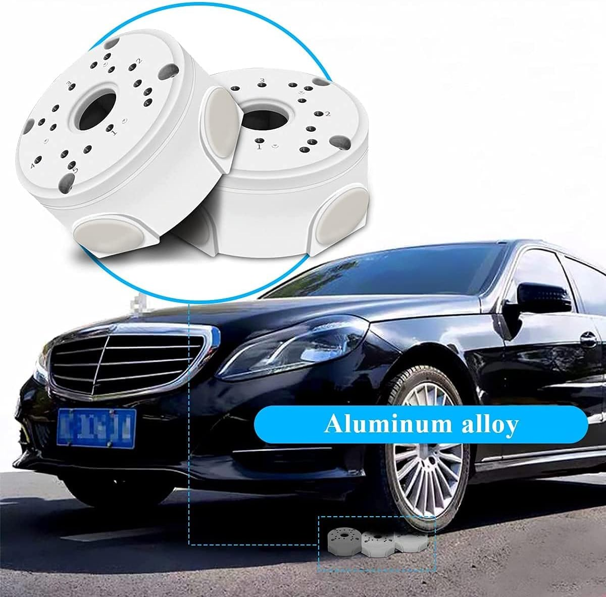 (Metal Aluminum & Waterproof) Junction Box Mount Bracket, Universal for Bullet Security Camera, Aluminum Waterproof Hide Cable Junction Box Compatible with Solar Panel, Fits Wall Ceiling (4Pcs) image number 4