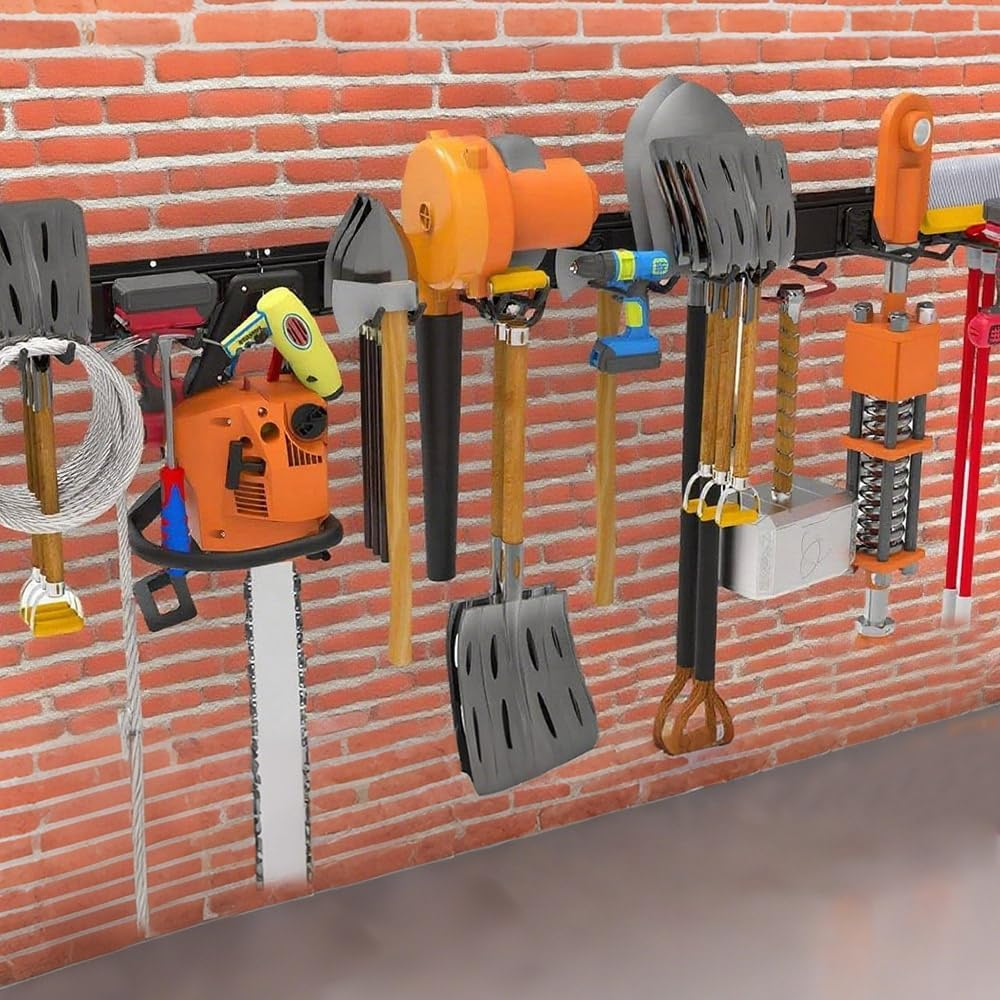 ALSTON Garage Tool Organizer Heavy Duty Wall Mount Storage Rack Steel Garden Tool Hanger with 6 Removable Hooks for Broom Rake Shovel Yard Tools Max Load 180Kg image number 4