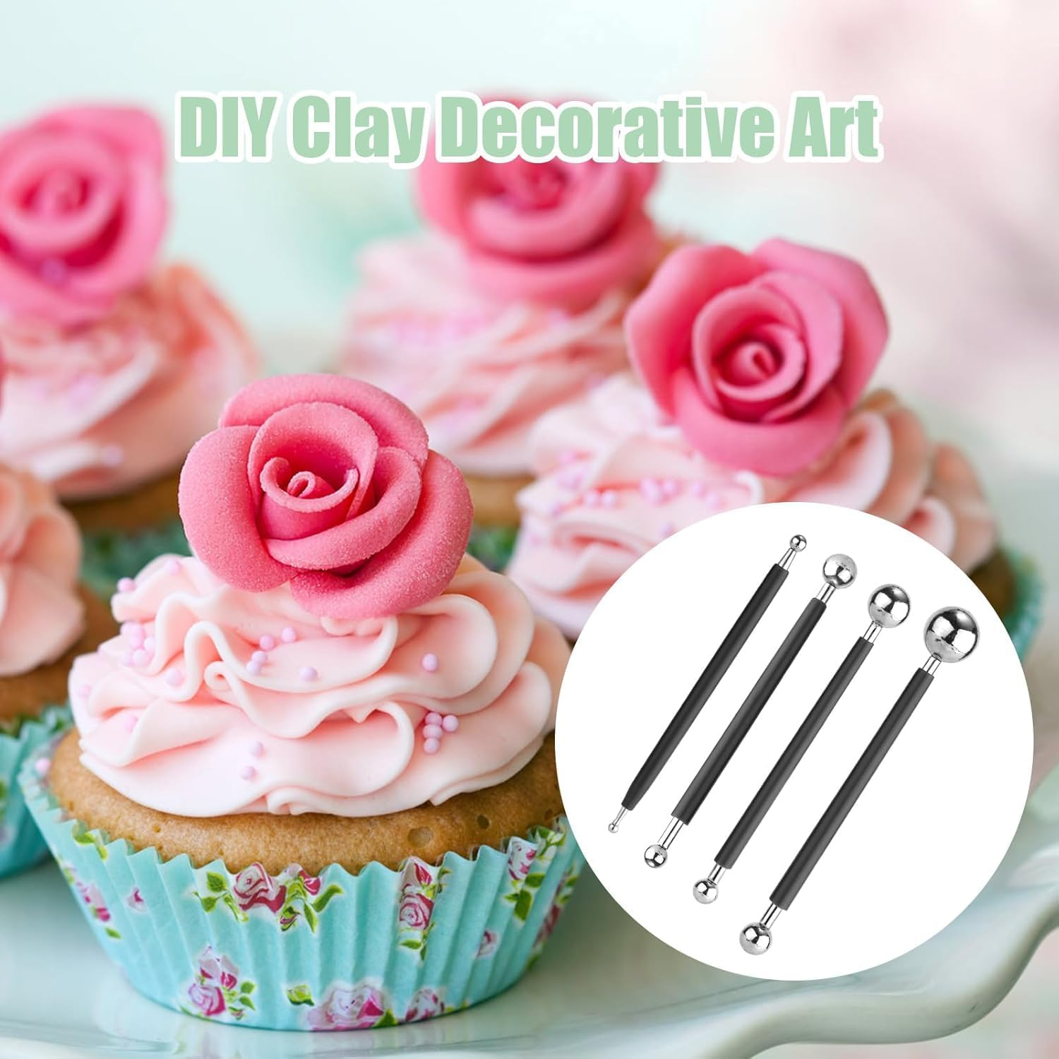 Double-Ended Sculpting Dotting Tools,9Pcs Ceramic Clay Ball Stylus Dot Painting Tools,Silicone Clay Sculpting Tool Double-Ended Rubber Tip Metal Ball Silicon Shaper Pens Modeling Stylus Dotting Tool image number 3