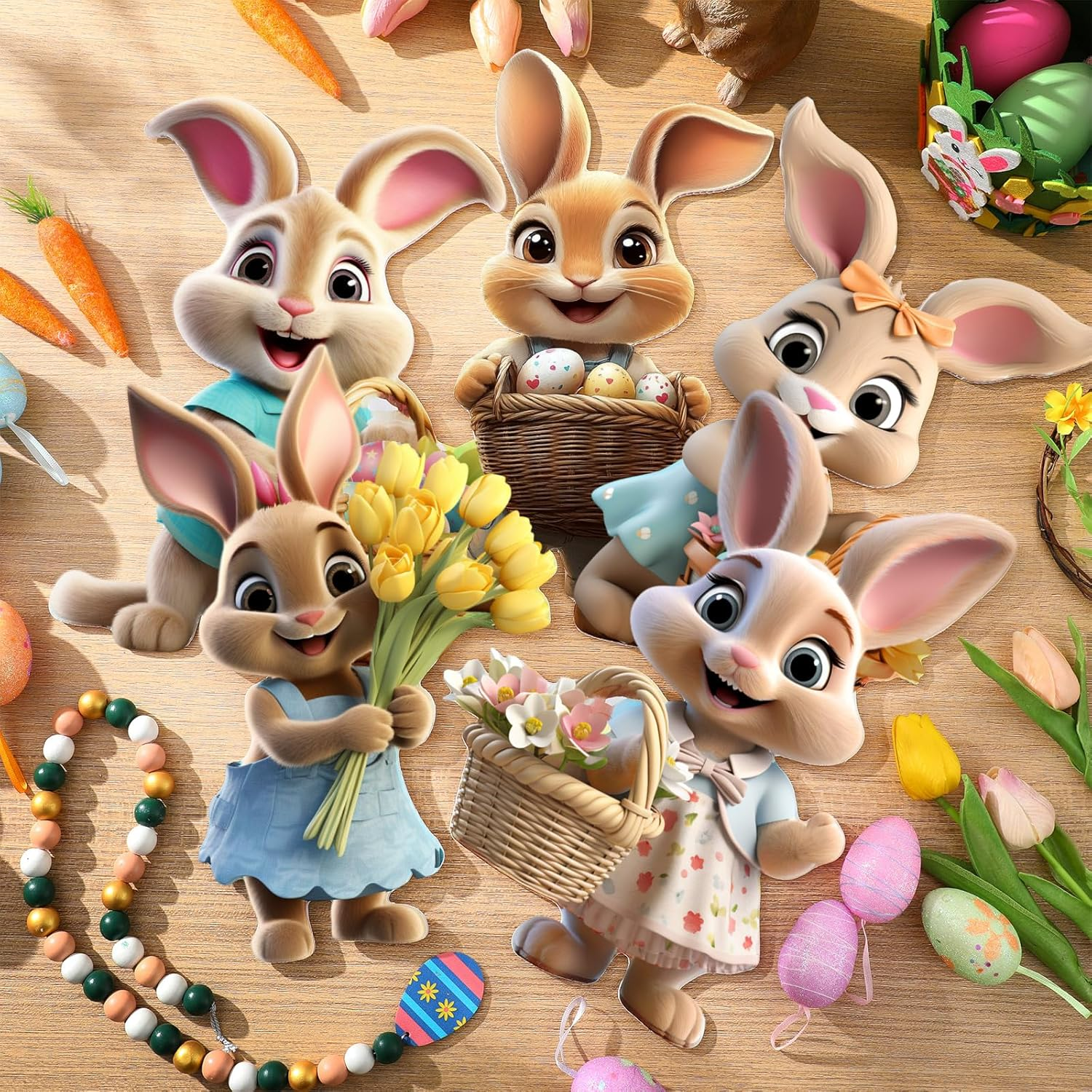 Memorywuu 9 Pcs Easter Bunny Decorations Outdoor Colorful Easter Yard Signs with Stakes Outdoor Easter Decorations Easter Bunny Yard Sign Easter Lawn Signs for Home Lawn Patio Ornaments Easter Decor image number 5