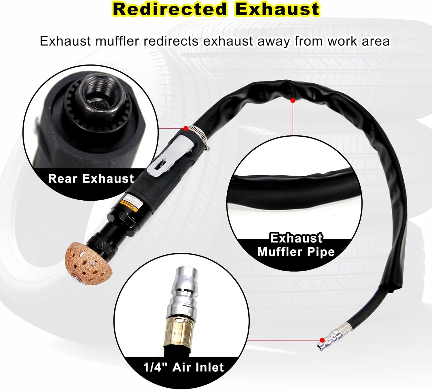 RYANSTAR Racing Tire Repair Set Includes 2500Rpm Low Speed Air Tire Buffer Tire Patch Roller Tire Inner Liner Scrapper 3Pcs Tungsten Steel Buffing Wheel 42Mm 55Mm - No Tire Roller image number 5