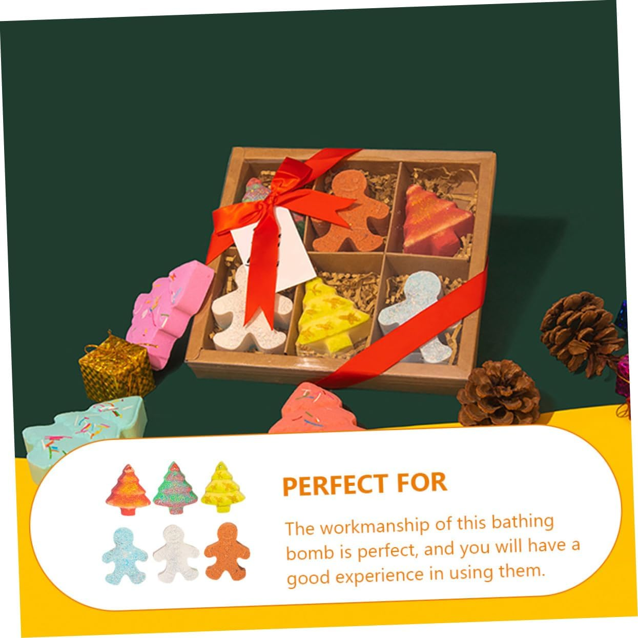 FOYTOKI 6Pcs Christmas Gingerbread Man Bathing Friendly Essential Oil Infused Bath for Relaxation and Aromatherapy for Bubble Baths image number 3