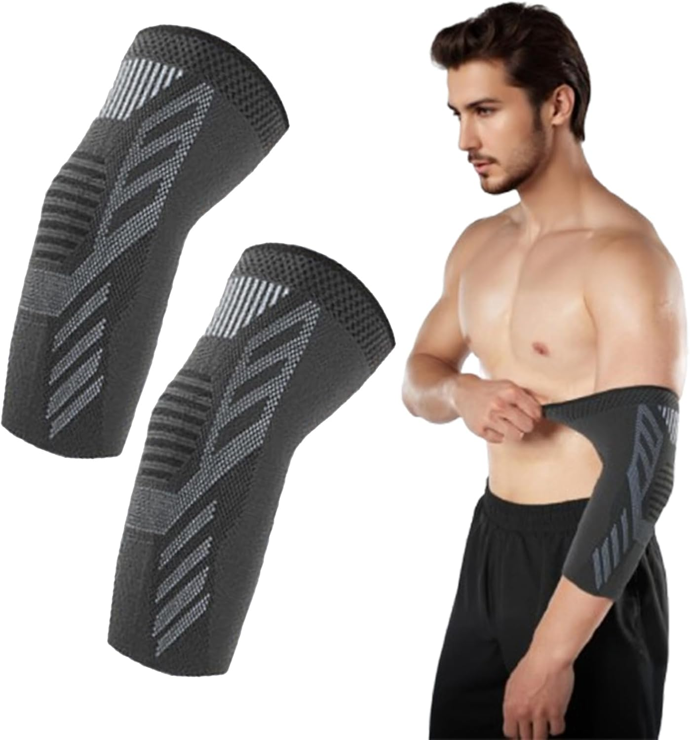 2-Pack（1Pair） Elbow Compression Sleeves for Tennis & Golfer'S Elbow Relief, Supports Recovery, Enhanced Performance for Men & Women, Ideal for Weightlifting & Sports Activities