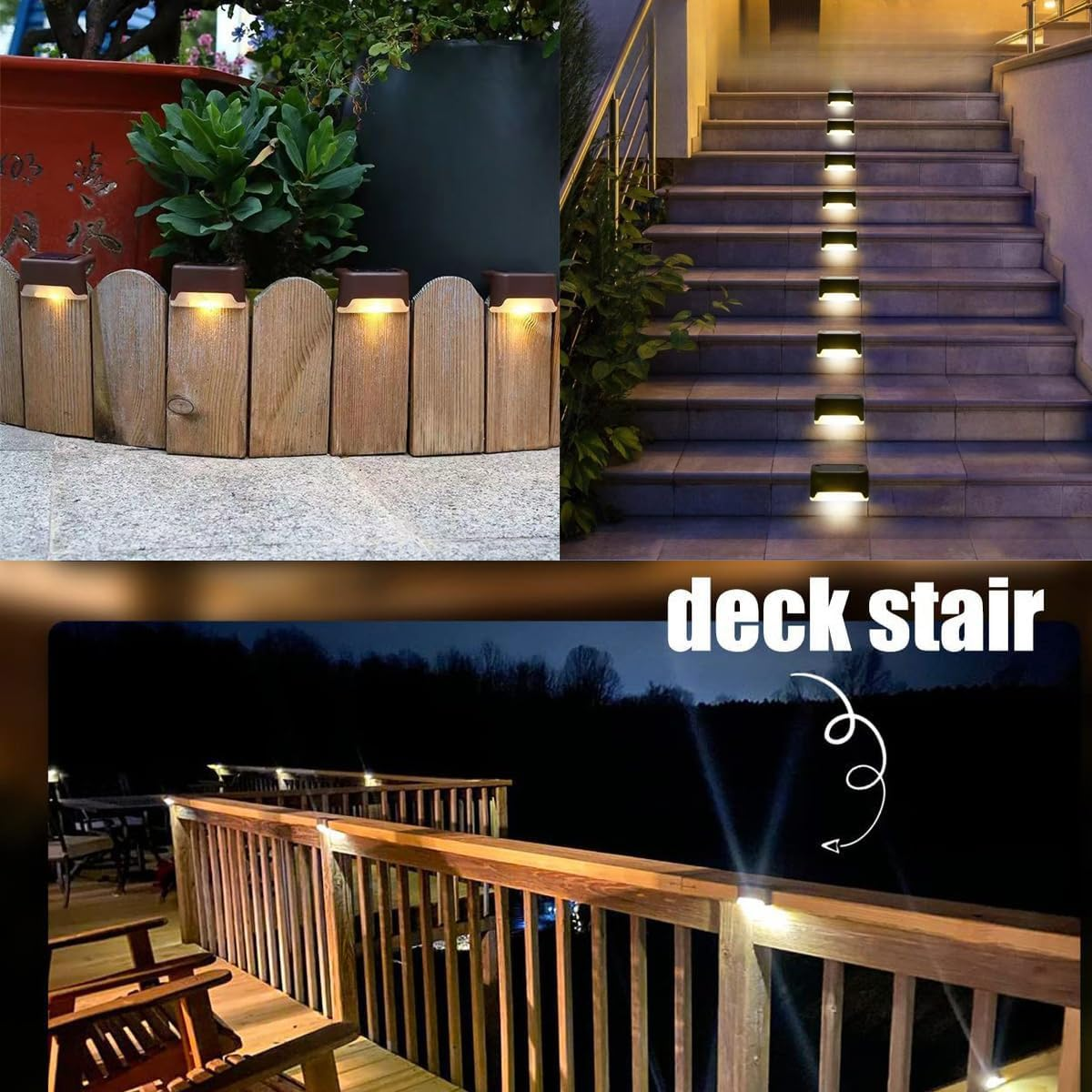 16 Pack Solar Fence Lights Outdoor, Solar Garden Lights Outdoor Waterproof Fence Light for Deck, Stairs, Step, Fence, Yard, Patio, Backyard, Pathway,Driveway (Warm White) image number 5