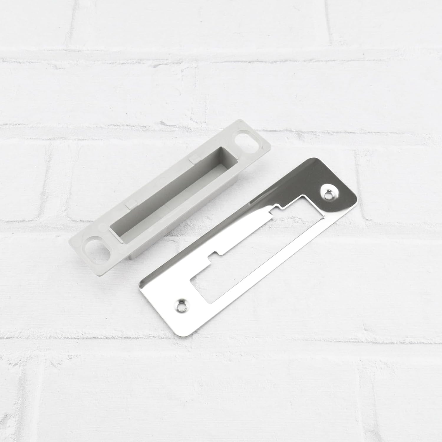 OTOTEC 1 Set of Door Lock Plate 108Mm Hole Center Distance with Screws Stainless Steel Door Strike Plate for Home Light Grey Door Accessories,132X41.7Mm image number 5