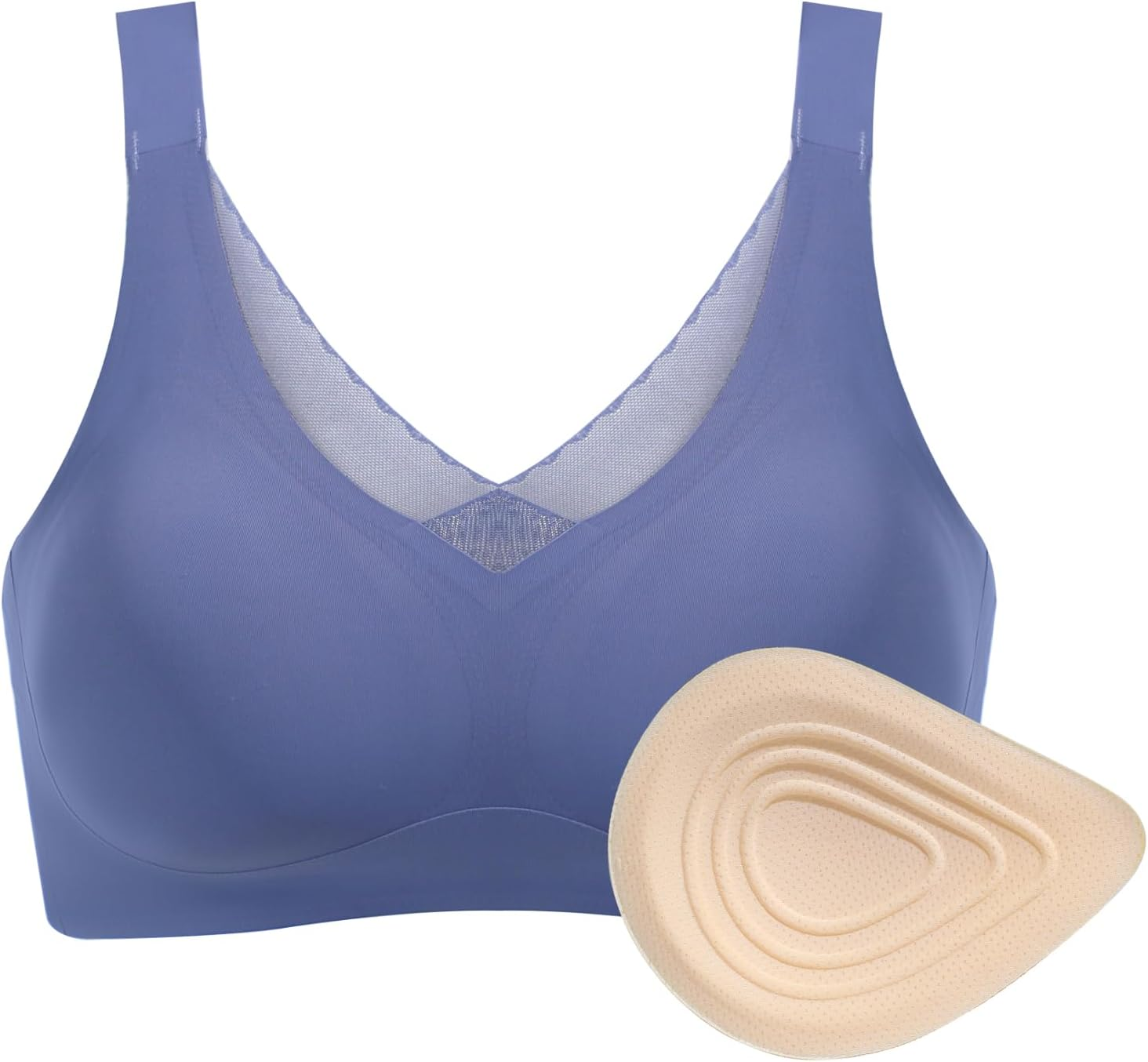 Polreta Seamless Post-Surgery Bra for Women, Mastectomy Bra with Latex Foam Breast Forms Set