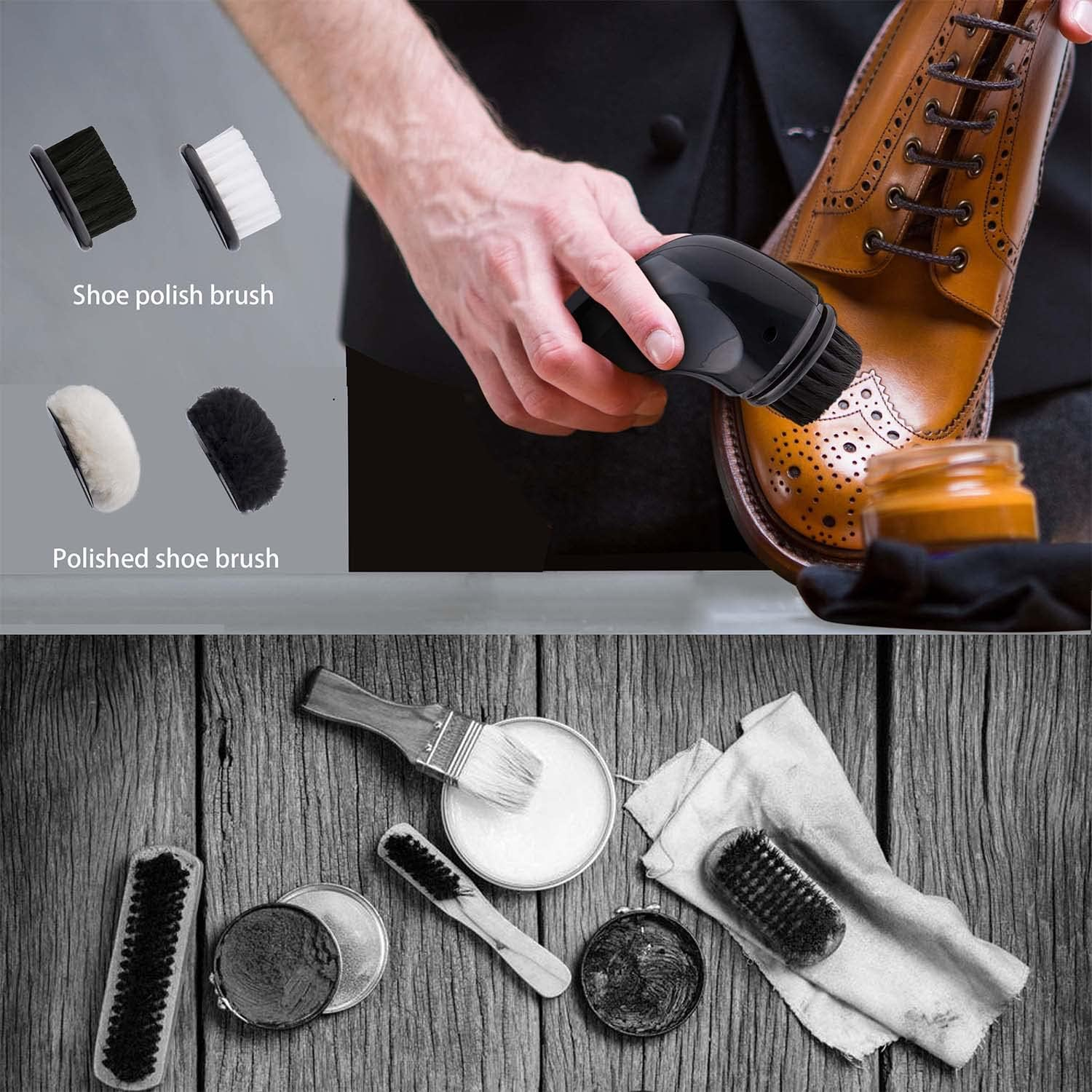 Electric Shoe Cleaner Brush, Electric Shoe Polisher Brush Shoe Shiner Dust Cleaner Portable Leather Cleaner Care Kit for Shoes image number 3