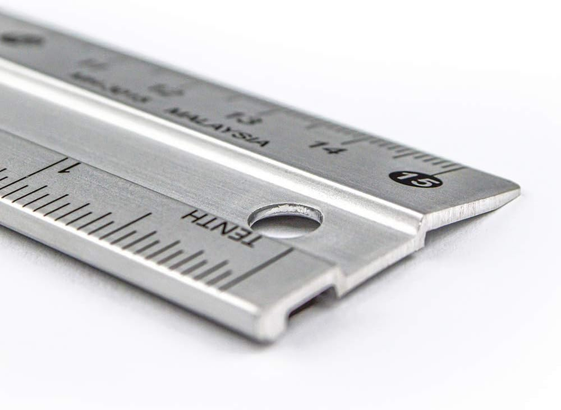 Anti- Slip Aluminum Rulers for Drawing, Set of 3 Pieces (6, 8 and 12 Inch) - Centimetres and Inch Scales for Precise Work, School and Home image number 4