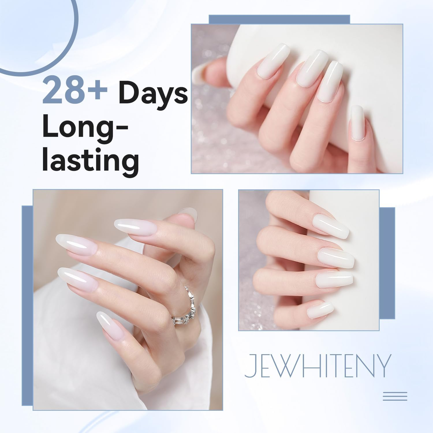 JEWHITENY 2Pcs 25G White Poly Gel Nail Extension, Natural Appearance and Lasting Thickening, Modern Art Design Home Beauty Salon, Needs Curing with Uv Lamp image number 6