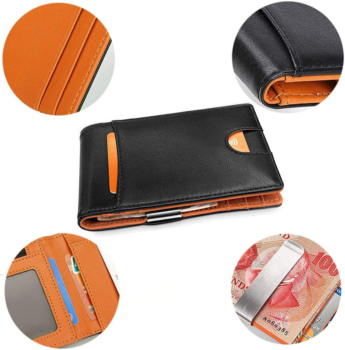 Wallets Mens RFID Blocking with Money Clip, Bi-Fold Slim Leather Men Wallet Credit Card Holder image number 1