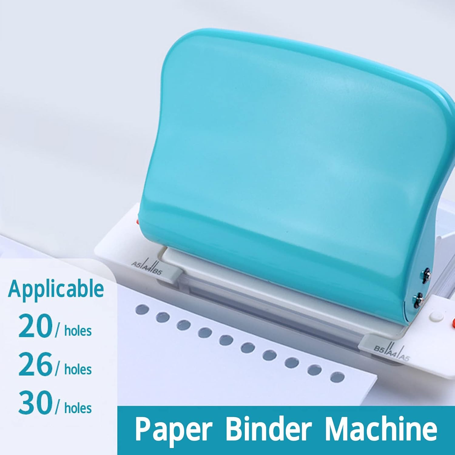 Paper Binding Machine, All Metal Lacquered Body Portable DIY Coil Book Hole Puncher Clamshell Plastic Tray for A4 A5 A6 A7 for School image number 1