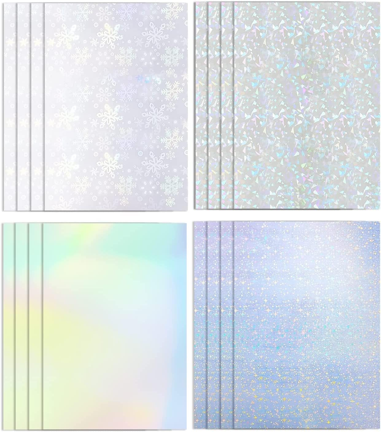 Yessmi Holographic Sticker Paper,16Pcs Vinyl Sticker Paper Rainbow Waterproof Sticker Paper,Rainbow Printable Paper,Rainbow Transparent,Rainbow YES639 YES639 image number 5