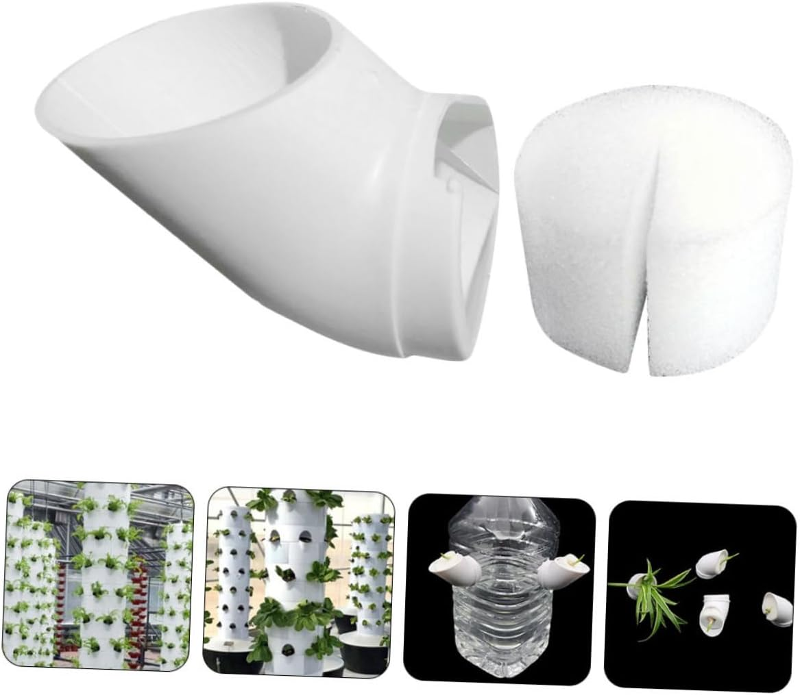 BESPORTBLE Hydroponic Column Tower for Indoor Garden Includes Cups for Plant Cultivation for Balcony Vegetable Growing Reusable Mesh Nursery Plant Cups and Sponge Supply image number 4