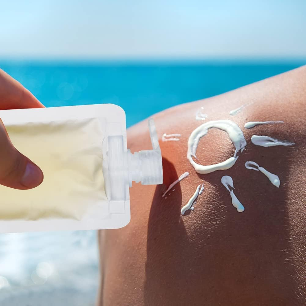 UHAPEER 32 Pcs Portable Travel Fluid Bags, Travel Refillable Empty Squeeze Pouches with Funnel, Plastic Travel Fluid Pouches for Toiletries, Portable Spout Pouches for Lotion Shampoo Face Cream image number 6