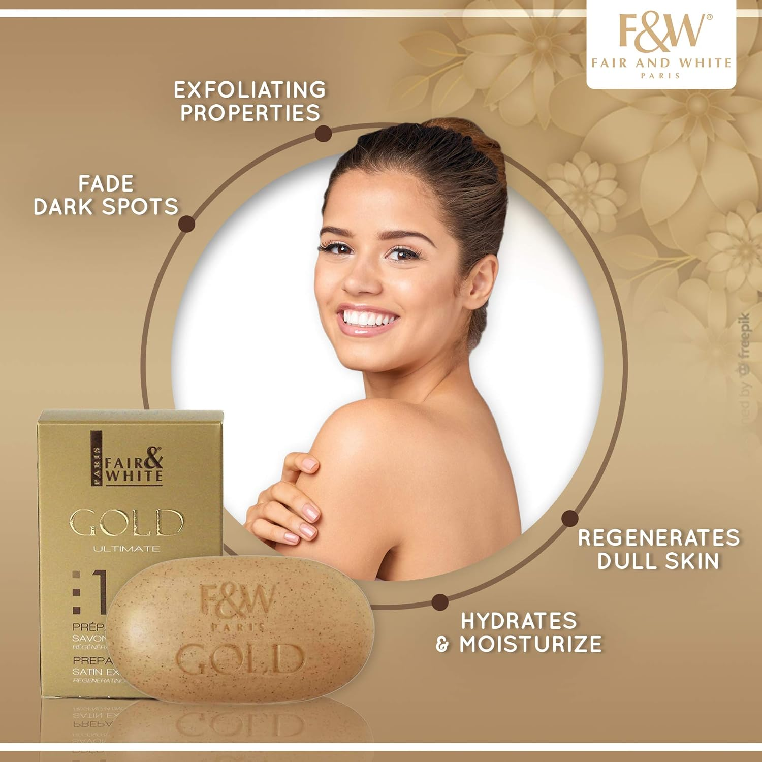 Fair and White Gold 1 Satin Exfoliating Soap 200 G image number 4