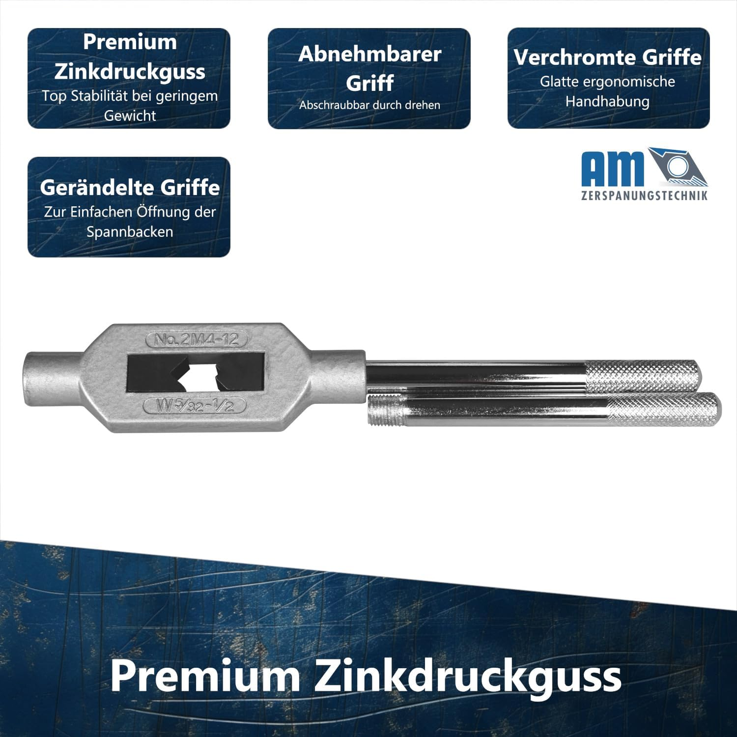 Am-Zerspanungstechnik Tap Wrench, Adjustable Pro Tap Wrench for Taps, Choice of Different Holders, Adjustable for Tap Cutter Set (M9-M27, Size 4) image number 4