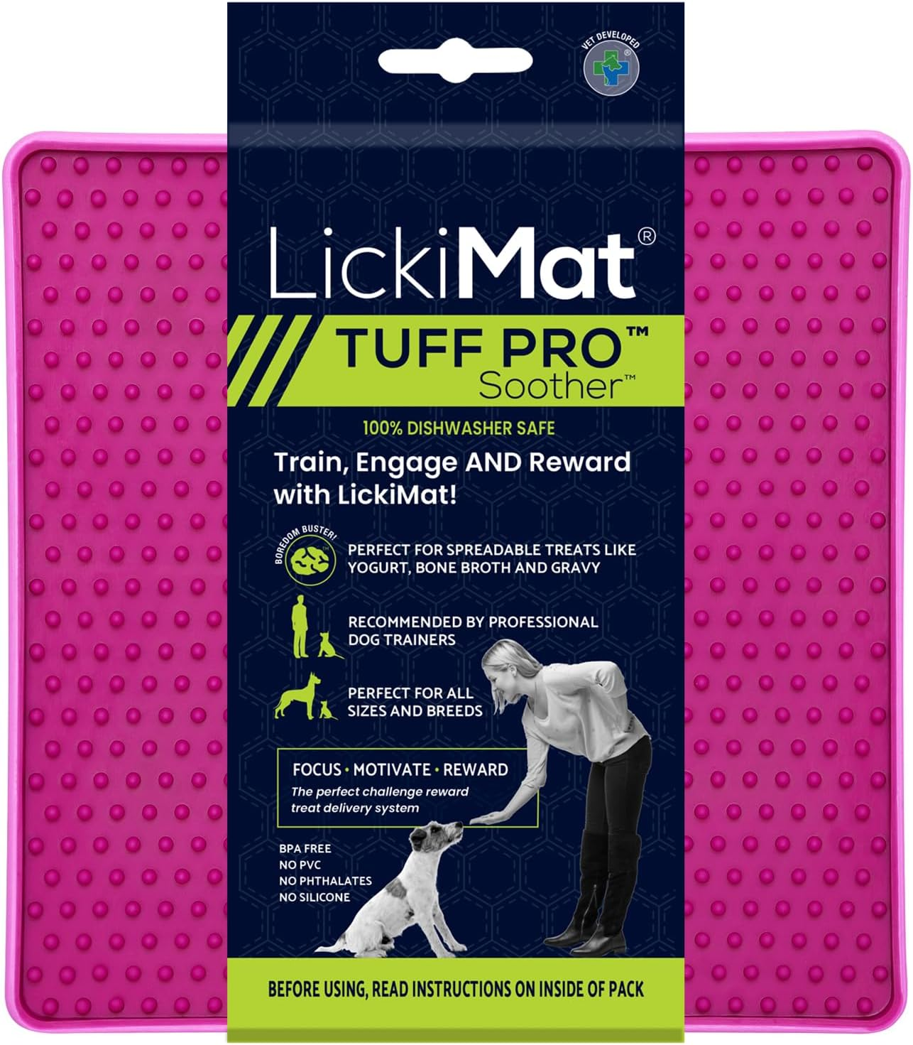 Lickimat PRO Tuff Soother for Dogs, Heavy Duty Lick Mat, Calmer, Anxiety Reliever and Alternative to Puzzle Toys and Slow Feeder Bowls. Perfect for Peanut Butter, Yoghurt, Healthy Treats, Turquoise.