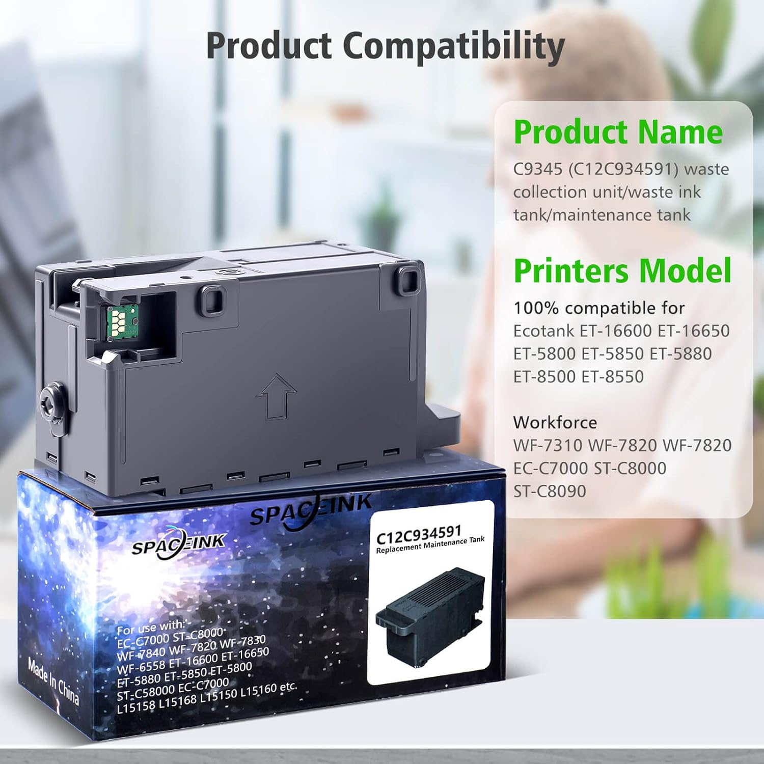 Spaceink C9345 Ink Maintenance Box Tank for ET-8550 ET-16600 ET-5850 ET-5800 ET-16650 ET-8500 WF-7840 WF-7820 ET-5880 WF-7310 ST-C8000 ST-C8090 Printer (PXMB9/C12C934591 Waste - Sg400 Waste Collection Unit image number 6